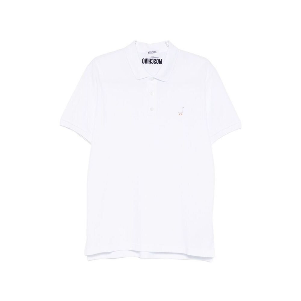 MOSCHINO Minimalist White Polo Shirt with Silk
